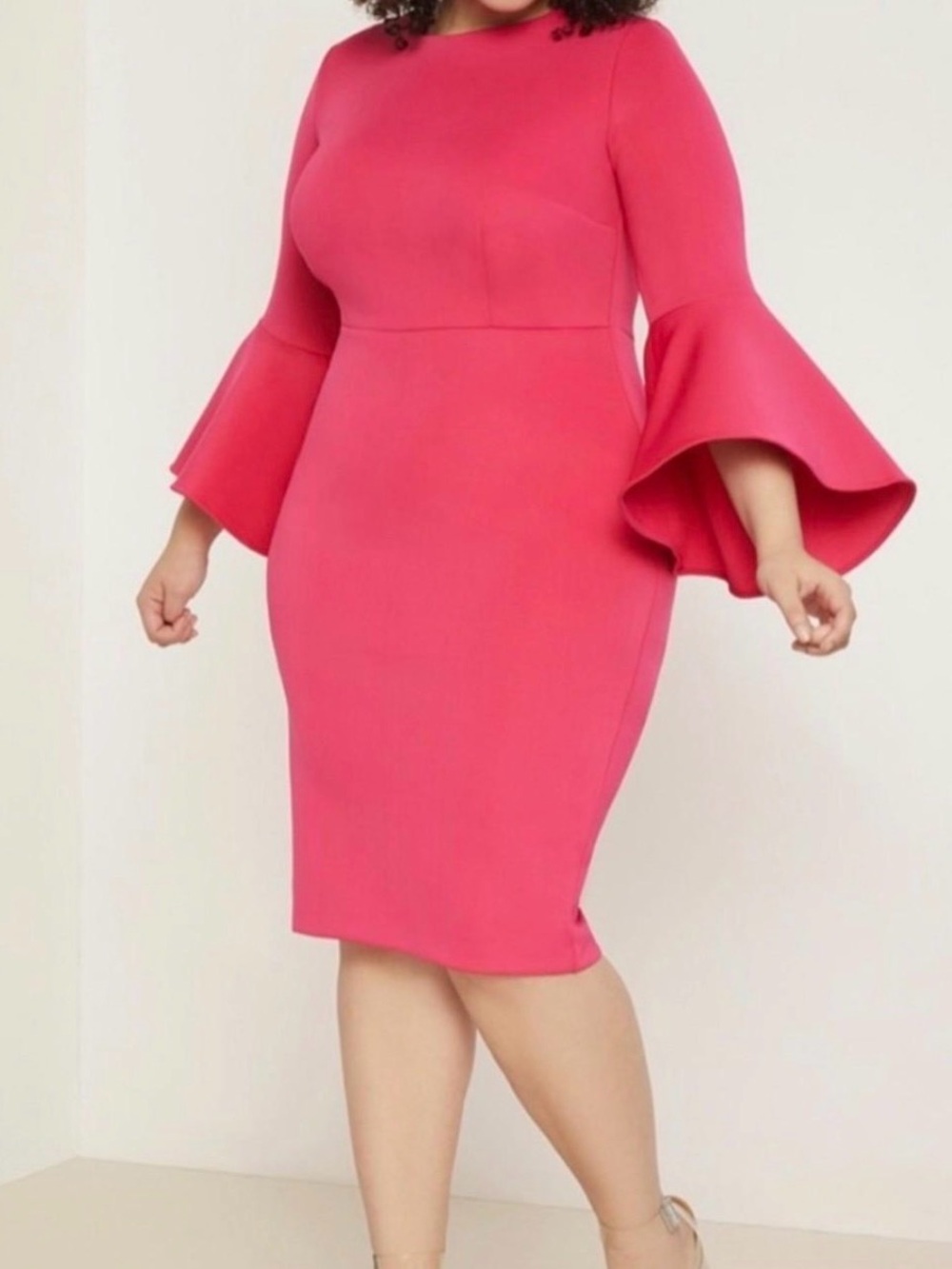 5/$25 Eloquii Fuchsia Bell-Sleeve Sheath Dress